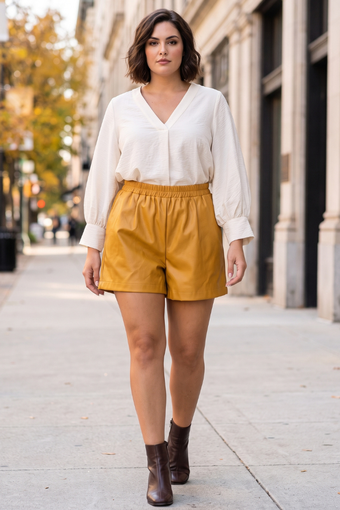 PLUS PU SHORTS in MANGO