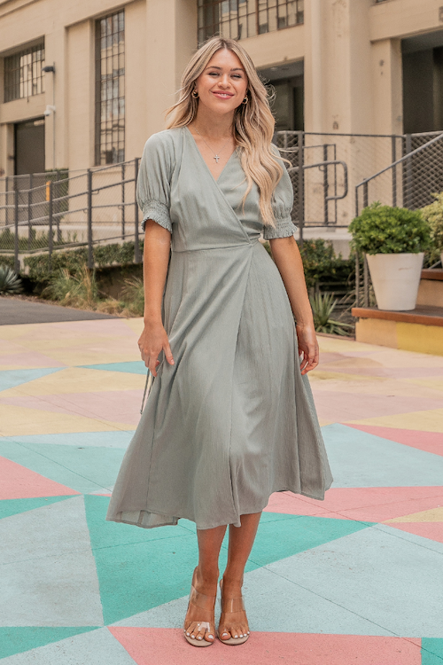 PLUS MID DRESS in SAGE